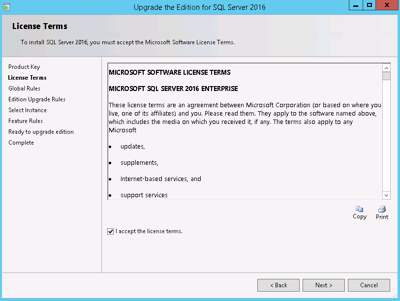 accept sql server license terms
