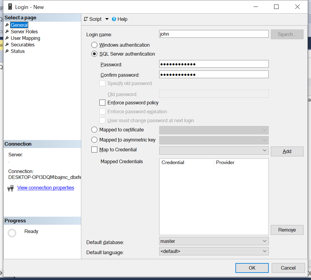 script out create login from ssms