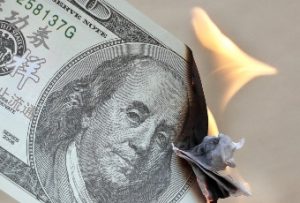 dollar bill burning